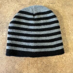 Toddler Striped Black and Gray Beanie